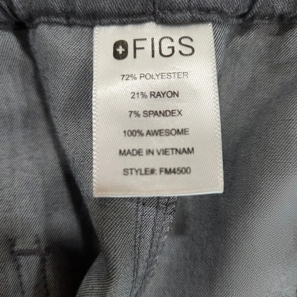 FIGS Technical Collection Mens Small Gray Scrub Pants FM4500 Elastic Drawstring